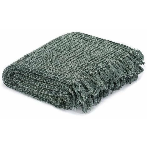 HAPPYSHOPPING Couverture En Coton 125 X 150 Cm Vert Fonce 6 HAPPYSHOPPING Couverture En Coton 125 X 150 Cm Vert Fonce – Image 4