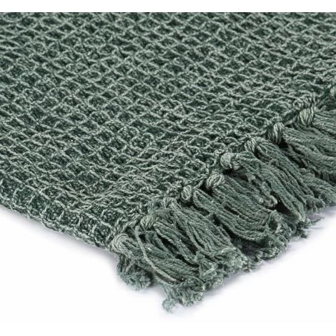 HAPPYSHOPPING Couverture En Coton 125 X 150 Cm Vert Fonce 7 HAPPYSHOPPING Couverture En Coton 125 X 150 Cm Vert Fonce – Image 5