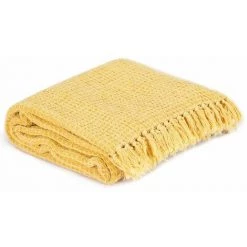HAPPYSHOPPING Couverture En Coton 160 X 210 Cm Jaune Moutarde 10 HAPPYSHOPPING Couverture En Coton 160 X 210 Cm Jaune Moutarde -Plaid et couverture Soldes 40495932 4