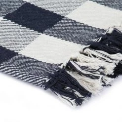 HAPPYSHOPPING Couverture Coton Carreaux 160 X 210 Cm Cm Bleu Marine -Plaid et couverture Soldes 40495977 5