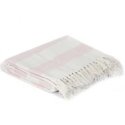 HAPPYSHOPPING Couverture Coton Rayures 125 X 150 Cm Vieux Rose -Plaid et couverture Soldes 40496003 4