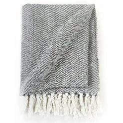 HAPPYSHOPPING Couverture Coton A Chevrons 160 X 210 Cm Bleu Marine -Plaid et couverture Soldes 40555818 5