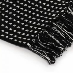 HAPPYSHOPPING Couverture Coton A Carres 125 X 150 Cm Noir -Plaid et couverture Soldes 40555848 4