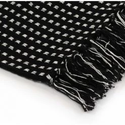 HAPPYSHOPPING Couverture Coton A Carres 220 X 250 Cm Noir -Plaid et couverture Soldes 40555857 5