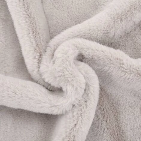 HAPPYSHOPPING Couverture 100x150 Cm Fausse Fourrure De Lapin Gris 4 HAPPYSHOPPING Couverture 100x150 Cm Fausse Fourrure De Lapin Gris – Image 2