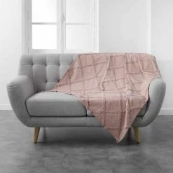 Paris Prix - Plaid Uni En Coton "calyssa" 125x150cm Rose