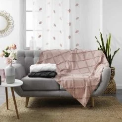 Paris Prix - Plaid Uni En Coton "calyssa" 125x150cm Rose -Plaid et couverture Soldes 40771441 4