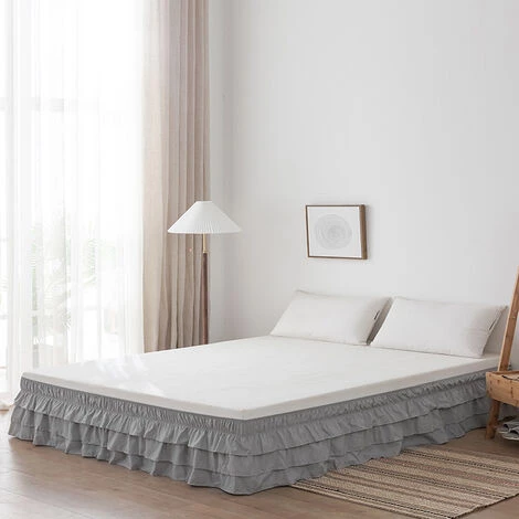 TRIOMPHE Literie Jupes De Lit Ruffled 180x200/ Blanc Jupe Lit À Élastique Étanche À La Poussière Trois Côtés Cache-sommiers - Goutte 38 Cm De Hauteur (Color :Gris Clair ,Size : 180X200+38cm) 6 TRIOMPHE Literie Jupes De Lit Ruffled 180x200/ Blanc Jupe Lit À Élastique Étanche À La Poussière Trois Côtés Cache-sommiers - Goutte 38 Cm De Hauteur (Color :Gris Clair ,Size : 180X200+38cm) – Image 4