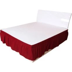TRIOMPHE Cache Sommier Jupes Lit, Draps élastiques, Couvre-Lits, Hotel, Couvre-Lits Non Surface Clamshell, Protecteurs De Lit Ménagers, De Literie, Lit Jupes 1 (Color : Wine Red, Size : 203x153x41cm)