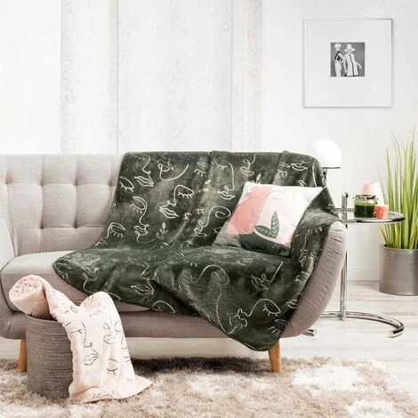 Paris Prix - Plaid "arty Line" 125x150cm Rose & Argent 5 Paris Prix - Plaid "arty Line" 125x150cm Rose & Argent – Image 3