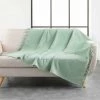Paris Prix - Plaid à Franges Tissé "zamina" 125x150cm Vert -Plaid et couverture Soldes 41309034 1