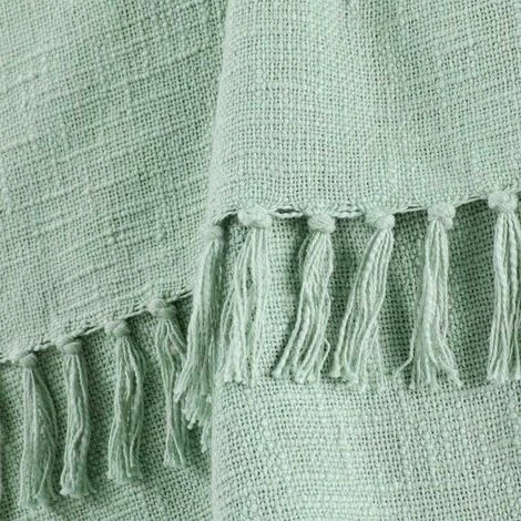 Paris Prix - Plaid à Franges Tissé "zamina" 125x150cm Vert 4 Paris Prix - Plaid à Franges Tissé "zamina" 125x150cm Vert – Image 2