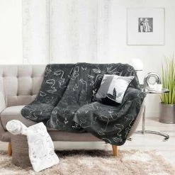 Paris Prix - Plaid "arty Line" 125x150cm Blanc & Argent -Plaid et couverture Soldes 41309177 3