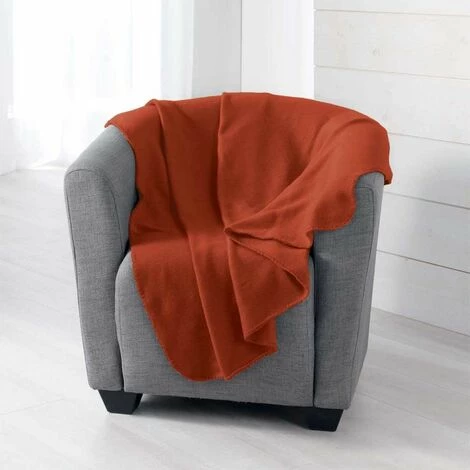 Paris Prix - Plaid Polaire "milou" 125x150cm Terracotta 3 Paris Prix - Plaid Polaire "milou" 125x150cm Terracotta