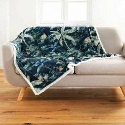 Paris Prix - Plaid Velours Imprimé "fabulous" 125x150cm Bleu