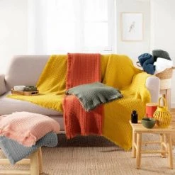 Paris Prix - Plaid à Franges "coraline" 125x150cm Blanc -Plaid et couverture Soldes 41317896 3