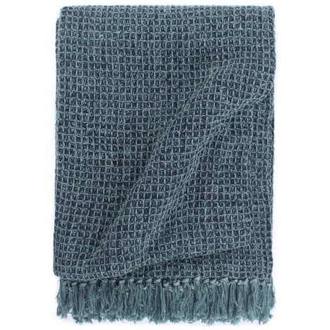 HAPPYSHOPPING Couverture En Coton 160 X 210 Cm Bleu Indigo 3 HAPPYSHOPPING Couverture En Coton 160 X 210 Cm Bleu Indigo