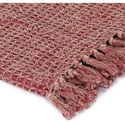 HAPPYSHOPPING Couverture En Coton 160 X 210 Cm Bordeaux -Plaid et couverture Soldes 41370305 5