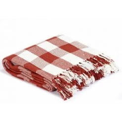 HAPPYSHOPPING Couverture Coton Carreaux 160 X 210 Cm Rouge Delave 10 HAPPYSHOPPING Couverture Coton Carreaux 160 X 210 Cm Rouge Delave -Plaid et couverture Soldes 41370327 4