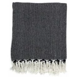 Paris Prix - Plaid Jacquard "nema" 125x150cm Bleu Marine -Plaid et couverture Soldes 41427716 2