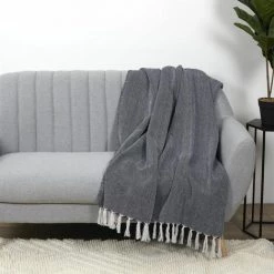 Paris Prix - Plaid Jacquard "nema" 125x150cm Bleu Marine -Plaid et couverture Soldes 41427716 5