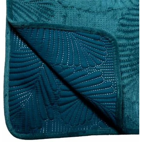 ATMOSPHERA, CRATEUR D'INTRIEUR Dessus De Lit "Feuilles" 240x260cm Bleu Canard 4 ATMOSPHERA, CRATEUR D'INTRIEUR Dessus De Lit "Feuilles" 240x260cm Bleu Canard – Image 2