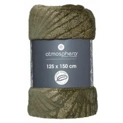 ATMOSPHERA, CRATEUR D'INTRIEUR Plaid Flanelle 3D "Juka" 125x150cm Vert Kaki -Plaid et couverture Soldes 41427945 3