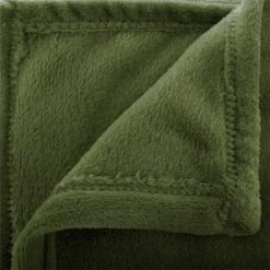 ATMOSPHERA, CRŽATEUR D'INTŽRIEUR Plaid Doux Uni "Flanel" 125x150cm Vert Kaki -Plaid et couverture Soldes 41427951 2