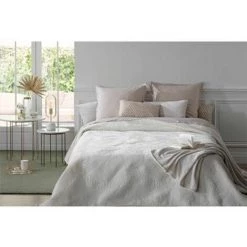 ATMOSPHERA, CRŽATEUR D'INTŽRIEUR Dessus De Lit "Feuilles" 240x260cm Ivoire -Plaid et couverture Soldes 41429776 3