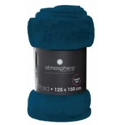 ATMOSPHERA, CRATEUR D'INTRIEUR Plaid Doux Uni "Flanel" 125x150cm Bleu Égéen -Plaid et couverture Soldes 41429965 3