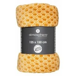 ATMOSPHERA, CRATEUR D'INTRIEUR Plaid Flanelle Imprimé "Otto" 125x150cm Jaune Ocre -Plaid et couverture Soldes 41429967 3
