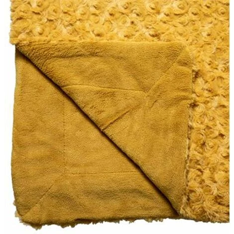 ATMOSPHERA, CRATEUR D'INTRIEUR Plaid Imitation Fourrure "Bouclée" 180x230cm Ocre 4 ATMOSPHERA, CRATEUR D'INTRIEUR Plaid Imitation Fourrure "Bouclée" 180x230cm Ocre – Image 2