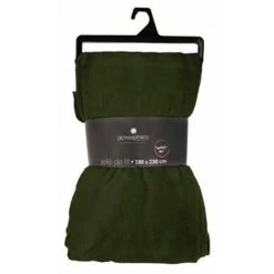 ATMOSPHERA, CRATEUR D'INTRIEUR Plaid Doux Uni "Flanel" 180x230cm Vert Kaki -Plaid et couverture Soldes 41429975 3