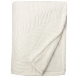 RIDEAUDISCOUNT Plaid, Fouta, Jeté De Lit 130 X 160 Cm Polaire Estampillé Motif Végétal Ecru - Ecru -Plaid et couverture Soldes 41436440 4