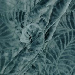 RIDEAUDISCOUNT Plaid, Fouta, Jeté De Lit 130 X 160 Cm Polaire Estampillé Motif Végétal Bleu - Bleu -Plaid et couverture Soldes 41436441 2