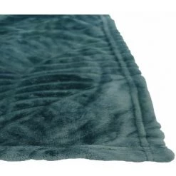 RIDEAUDISCOUNT Plaid, Fouta, Jeté De Lit 130 X 160 Cm Polaire Estampillé Motif Végétal Bleu - Bleu -Plaid et couverture Soldes 41436441 3
