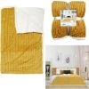 PLAID ET JETE DE LIT PLAID FLANELLE COTELE SHERPA MOUTARDE 180X220CM