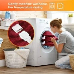 FEMOR Couverture Chauffante Électrique 180x130cm, Flanelle Couvertures Chauffantes, Réchauffement De La Minuterie, Avec 3 Niveaux De Température,Protection Contre La Surchauffe,Nettoyable,Vin Rouge -Plaid et couverture Soldes 41627693 4