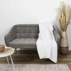 Paris Prix - Plaid Flanelle Côtelé "sherpa" 180x220cm écru -Plaid et couverture Soldes 41651595 4