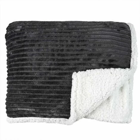 Paris Prix - Plaid Flanelle Côtelé "sherpa" 180x220cm Gris 4 Paris Prix - Plaid Flanelle Côtelé "sherpa" 180x220cm Gris – Image 2