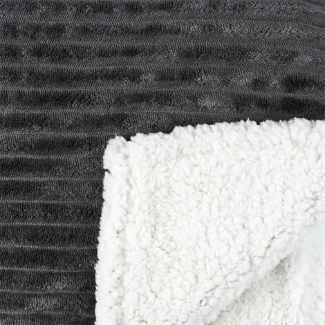 Paris Prix - Plaid Flanelle Côtelé "sherpa" 180x220cm Gris 5 Paris Prix - Plaid Flanelle Côtelé "sherpa" 180x220cm Gris – Image 3