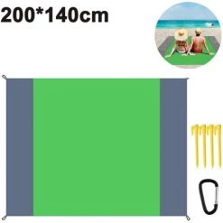 DEVENIRRICHE Couverture De Plage Anti-sable, Extra Large Couvertures De Pique-nique En Plein Air Sans Sable, Imperméable Et Léger, Tapis Anti-sable Pour 4-7 Adultes, Voyage, Fête, Sport, Camping, Randonnée, 200 * 140 Cm, Orange + Gris