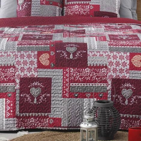 DOUCEUR D'INTÉRIEUR Couvre-lit 2 Personnes Matelassé 220x240 Sweet Heart Microfibre - Rouge 4 DOUCEUR D'INTÉRIEUR Couvre-lit 2 Personnes Matelassé 220x240 Sweet Heart Microfibre - Rouge – Image 2