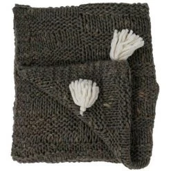 COTE TABLE Plaid Laine Taupe Chalin 170x130cm - Taupe