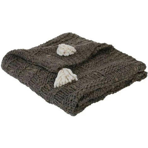 COTE TABLE Plaid Laine Taupe Chalin 170x130cm - Taupe 4 COTE TABLE Plaid Laine Taupe Chalin 170x130cm - Taupe – Image 2