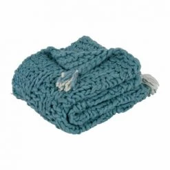 COTE TABLE Plaid Laine Bleu Glacier Chalin 170x130cm - Bleu Glacier -Plaid et couverture Soldes 42182783 2