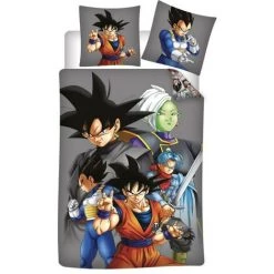 AYMAX Parure De Lit Réversible Dragon Ball Z Avec Les Personnages Principaux - 140 Cm X 200 Cm - Multicolor