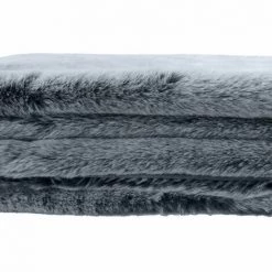 MEUBLETMOI Lot De 2 Plaids Ultra Doux En Fausse Fourrure Gris 130x170 Cm - LEVY - Gris -Plaid et couverture Soldes 42505648 3