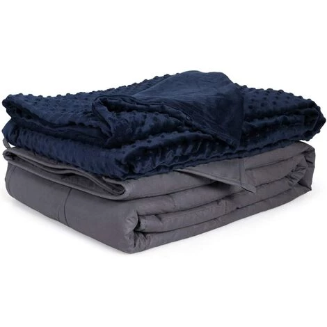 Goplus Couverture Pondérée Avec Housse Amovible, Surface Douce En Tissu De Coton, Remplissage De Coton Et Perles De Verre, Aide Au Sommeil Naturelle, Bleu Foncé (203 X 152 Cm, 6.8) 5 Goplus Couverture Pondérée Avec Housse Amovible, Surface Douce En Tissu De Coton, Remplissage De Coton Et Perles De Verre, Aide Au Sommeil Naturelle, Bleu Foncé (203 X 152 Cm, 6.8) – Image 3