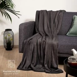 DEVENIRRICHE Couverture Moelleuse - Couverture De Haute Qualité, Couverture En Polaire Super Douce Comme Jeté De Canapé, Couvre-lit Ou Couverture De Salon, Anthracite, 200 X 230 Cm -Plaid et couverture Soldes 42729770 4